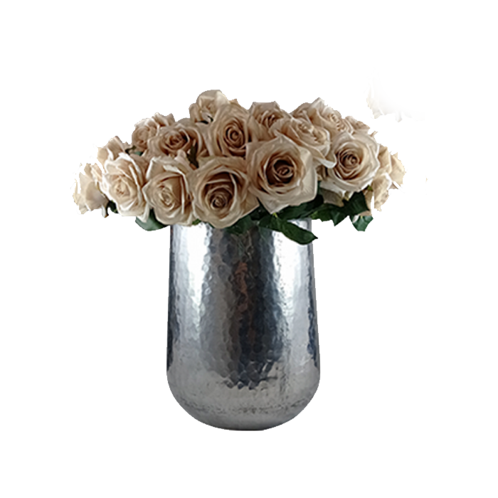Florero Base plata con 24 rosas