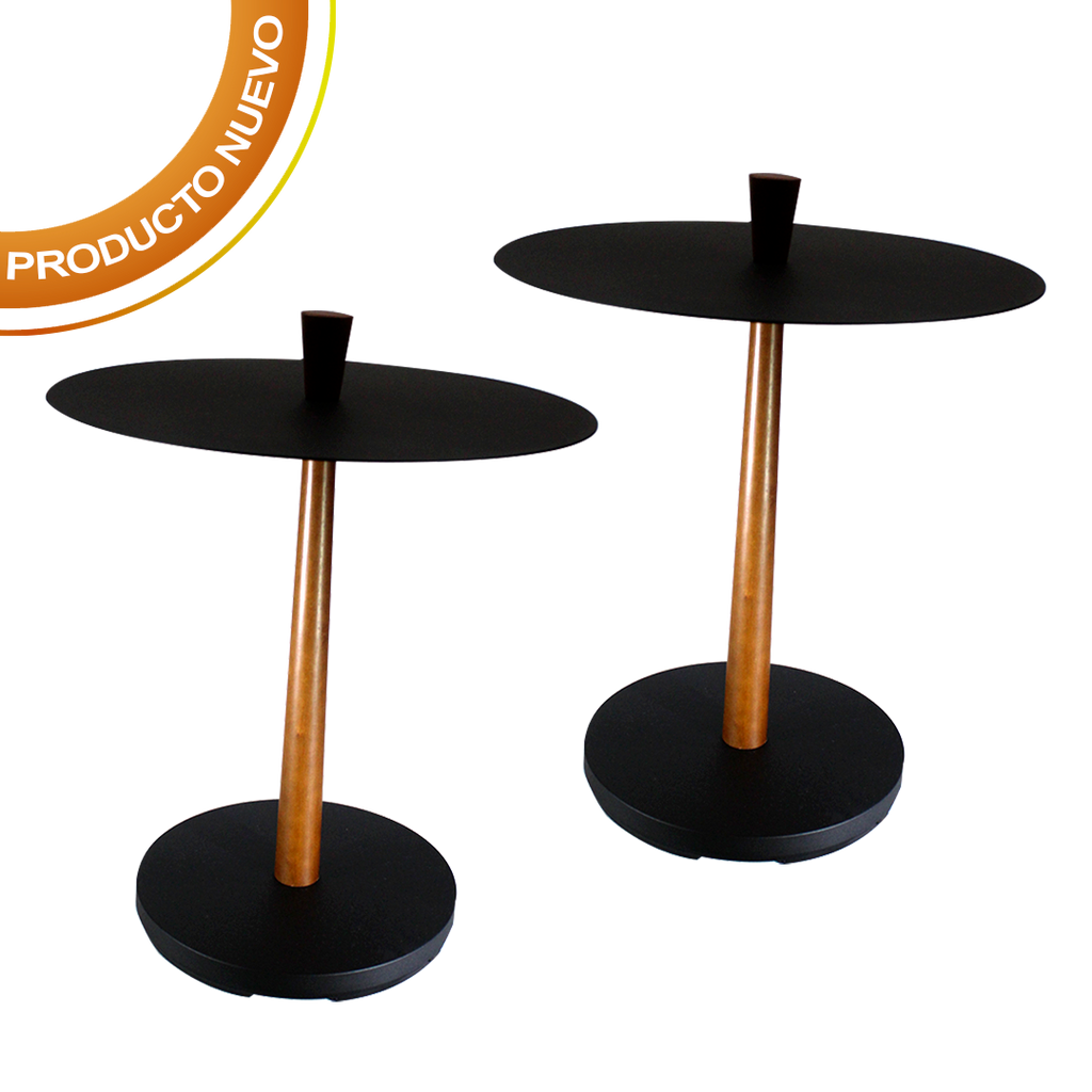 Set 2 Mesa Ocasional Ovni / Cleo Negro - Nogal